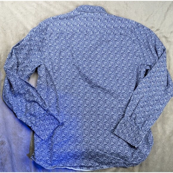 Across The Pond Diamond Button Down Long Sleeve Blue Dress Shirt Mens SZ: M - Picture 7 of 11